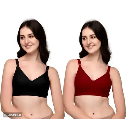 Stylish Cotton Solid Bras For Women- Pack Of 2