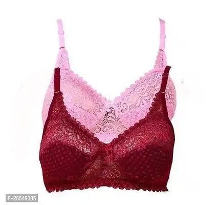 Stylish Cotton Lace Bras For Women- Pack Of 2