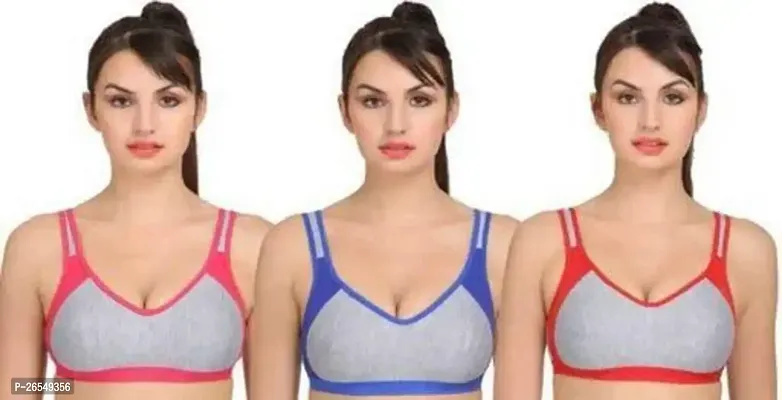 Stylish Cotton Self Design Bras For Women- Pack Of 3-thumb0