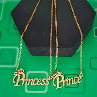 Sujal Impex alentine Gift Prince And Princess Name Letter Couple Locket Necklace Pendant  For Men And Women  Gold  Stainless Steel  Pendant Necklace Chain For Men And Women-thumb2