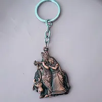 Sujal Impex Religious Shri Radha Krishna Idol Brown Metal  Keychain For Men And Women-thumb4