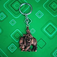 Sujal Impex Religious Lord Krishna with Cow Idolnbsp;Brown Brass Metal Keychain For Men And Women-thumb2