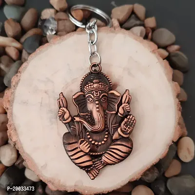 Sujal Impex Religious Lord Shri Ganesh Copper  Zinc And Metal Keychain For Men and Women-thumb3