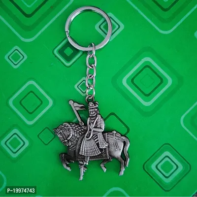 Sujal Impex Religious Shri Baba Ramdev Ji Maharaj Grey Brass Metal Keychain For Men And Women-thumb2