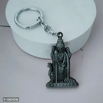 Sujal Impex Religious Murugan Kartikeya Big Tamil Om VEL Gada Grey Brass Metal Keychain For Men And Women-thumb2