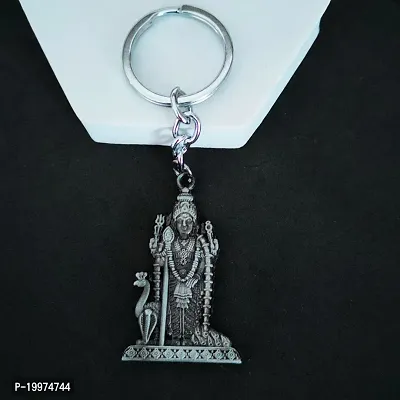 Sujal Impex Religious Murugan Kartikeya Big Tamil Om VEL Gada Grey Brass Metal Keychain For Men And Women