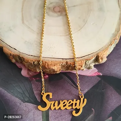 Sujal Impex Sweety Letter Locket With   Gold  Stainless Steel  Pendant Necklace Chain For Men And Women-thumb4