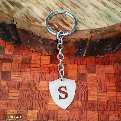 Sujal Impex English Alphabet Initial Charms Letter Initial S Alphabet Silver  Stainless Steel Keychain For Men and Women-thumb3