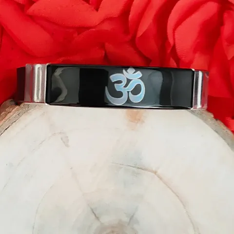 Sujal Impex Religious Om Aum Ohm Symbol Meaningful Charm Gift Idea Yoga Meditation Jewellery Black, Alloy, Stainless Bracelet For Men And Women