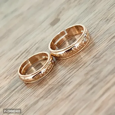 Sujal Impex  Her King His Queen Couple Finger Couple Ring  Gold  Stainless Steel Ring Set For Men And Women-thumb3