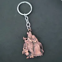 Sujal Impex Religious Shri Radha Krishna Idol Brown Metal  Keychain For Men And Women-thumb2