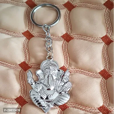 Sujal Impex Religious Lord Shri Ganesh Silver Zinc And Metal Keychain For Men and Women-thumb2