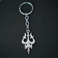 Sujal Impex Religious Lord Shiva Trishul Damaru Mahadevnbsp;Silver Metal  Keychain For Men And Women-thumb2