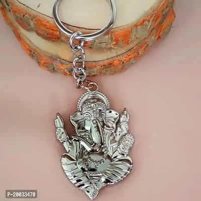 Sujal Impex Religious Lord Shri Ganesh Silver Zinc And Metal Keychain For Men and Women-thumb3