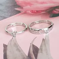 Sujal Impex  Valentine Gifts Couple Ring for Girls and Boys Valentine Day Propose ring for lovers  Silver  Stainless Steel Ring Set For Men And Women-thumb2