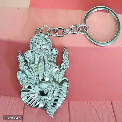 Sujal Impex Religious Lord Shri Ganesh Silver Zinc And Metal Keychain For Men and Women