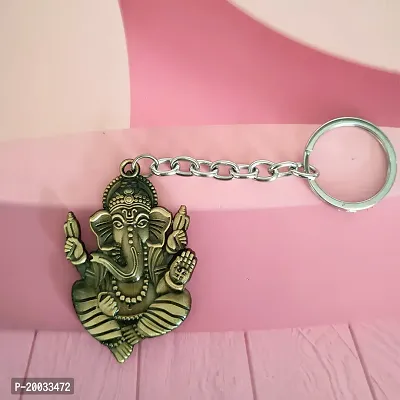 Sujal Impex Religious Lord Shri Ganesh Green  Zinc And Metal Keychain For Men and Women