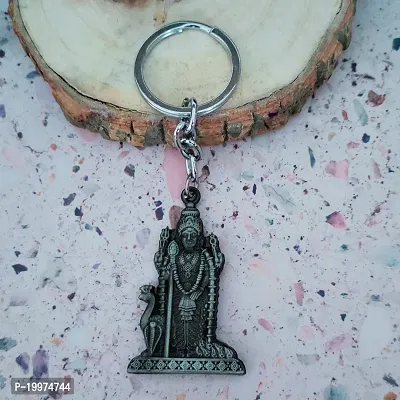 Sujal Impex Religious Murugan Kartikeya Big Tamil Om VEL Gada Grey Brass Metal Keychain For Men And Women-thumb4