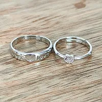 Sujal Impex  Valentine Gifts Couple Ring for Girls and Boys Valentine Day Propose ring for lovers  Silver  Stainless Steel Ring Set For Men And Women-thumb3