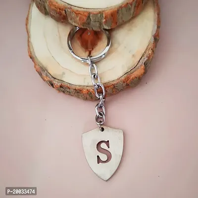 Sujal Impex English Alphabet Initial Charms Letter Initial S Alphabet Silver  Stainless Steel Keychain For Men and Women