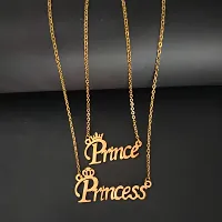 Sujal Impex alentine Gift Prince And Princess Name Letter Couple Locket Necklace Pendant  For Men And Women  Gold  Stainless Steel  Pendant Necklace Chain For Men And Women-thumb4