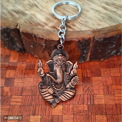 Sujal Impex Religious Lord Shri Ganesh Copper  Zinc And Metal Keychain For Men and Women-thumb2