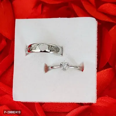 Sujal Impex  Valentine Gifts Couple Ring for Girls and Boys Valentine Day Propose ring for lovers  Silver  Stainless Steel Ring Set For Men And Women-thumb5