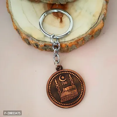 Sujal Impex Religious Allah Barkat Lucky No. 786 Masjid Muslim Jewelry  Copper  Zinc And Metal Keychain For Men and Women-thumb2