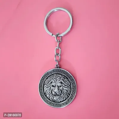 Sujal Impex Lion Head /Face Keyring Animal Gift  Silver  Zinc And Metal  Keychain For Men And Women