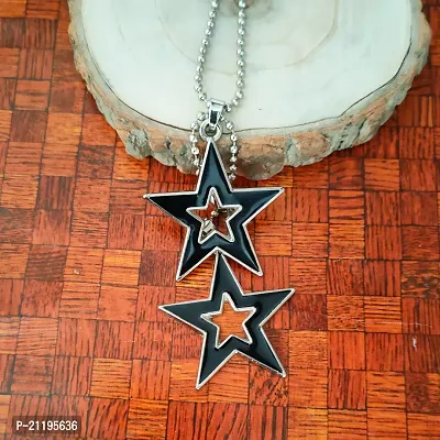 Sujal Impex Rock Star Twice Star Pendant With Chain-thumb0