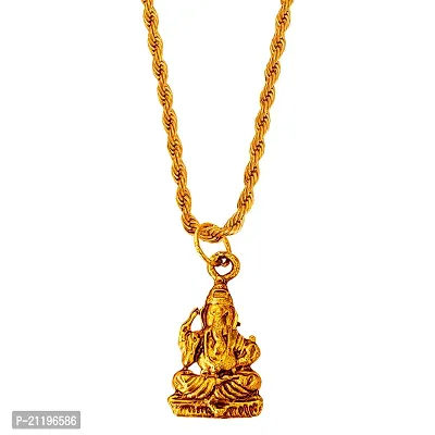 Sujal Impex  Religious Lord Shri Ganesh Gold Brass Rope Chain Pendant Necklace-thumb0