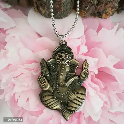 Sujal Impex  Hindu God of Beginnings Lord Shree Ganesh Shiva' Son Locket With Chain-thumb0