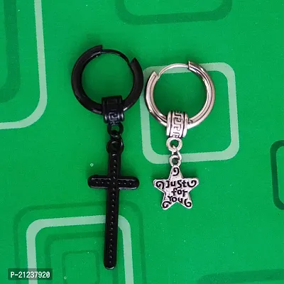 Sujal Impex  Christ Jesus Cross Stud With Just For You Star Earrings