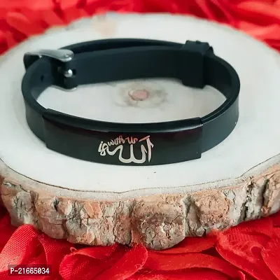 Sujal Impex  Muslim Islam Allah Stainless Steel Silicone Bracelet