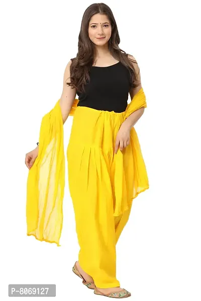 ENDFASHION Women's Cotton Solid Patiala Salwar with Dupatta (Free Size) (Yellow)-thumb3