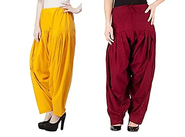 Stylish Cotton Solid Patiala Salwar For Women - Pack Of 2