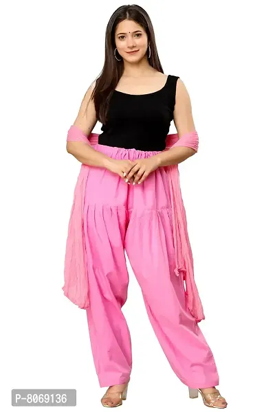 ENDFASHION Women's Cotton Solid Patiala Salwar with Dupatta (Free Size) (Baby Pink)-thumb0