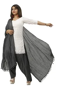 Branded Filter Products Women's Cotton Plain Traditional Punjabi Patiala Pant with Dupatta Set Free Size (GREY)-thumb2