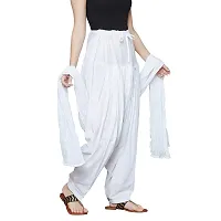 Branded Filter Products Women's Cotton Traditional Semi Patiala Salwar with Dupatta Set (Free Size, White)-thumb2