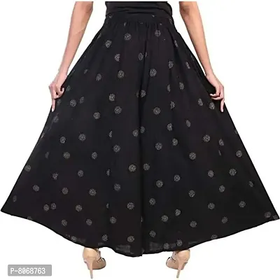 ENDFASHION Woman's Rayon Gold Skirt Hand Block Printed Palazzo (Black)-thumb4