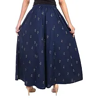 ENDFASHION Woman's Rayon Gold Skirt Hand Block Printed Palazzo (Navy Blue)-thumb3