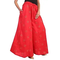 ENDFASHION Women's Rayon Hand Block Gold Printed Palazzo (Size: Free Size) Palazzo || Skirt Palazzo || Rayon Palazzo || GOLDPRINT Palazzo || BLOCKPRINT Palazzo || Multicolour (Rayon, RED)-thumb2