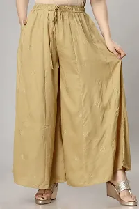 ENDFASHION Woman's Gold Hand Block Print Skirt Palazzo || Palazzo || Skirt Palazzo || Gold Print Skirt Palazzo || Free Size (Multicolour) (Rayon, Beige)-thumb1