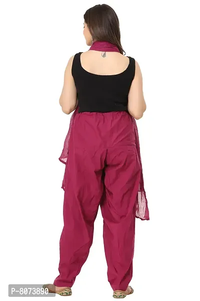 ENDFASHION Woman's Plain Cotton SEMI Patiala Salwar with Dupatta Free Size || Patiala || SEMI Patiala || Patiala with Dupatta || Patiala Pants || Multicolour (Wine)-thumb2