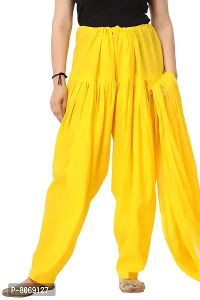 ENDFASHION Women's Cotton Solid Patiala Salwar with Dupatta (Free Size) (Yellow)-thumb5