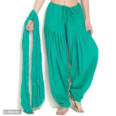 Branded Filter Products Women's Regular Fit Cotton Patiala Salwar With Dupatta Set (BFPMBPAT01_Rama Green_Free Size)-thumb0