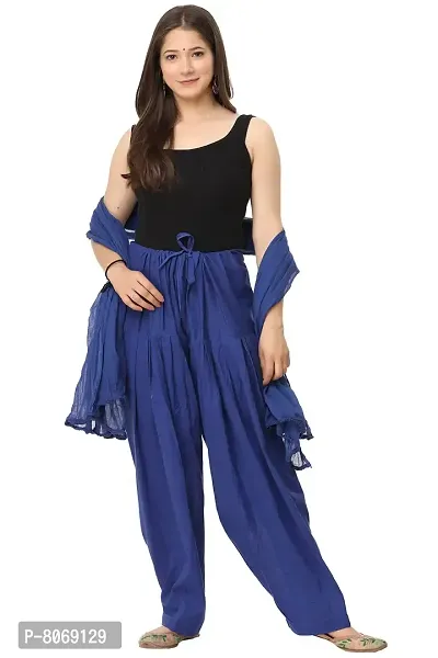 ENDFASHION Women's Cotton Solid Patiala Salwar with Dupatta (Free Size) (Blue)-thumb0