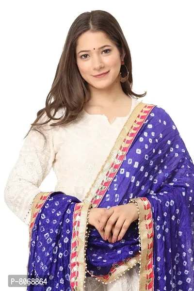 ENDFASHION bandhani dupattas For womens Art silk bandhej dupatta with gota patti Lace (ROYAL BLUE)-thumb5