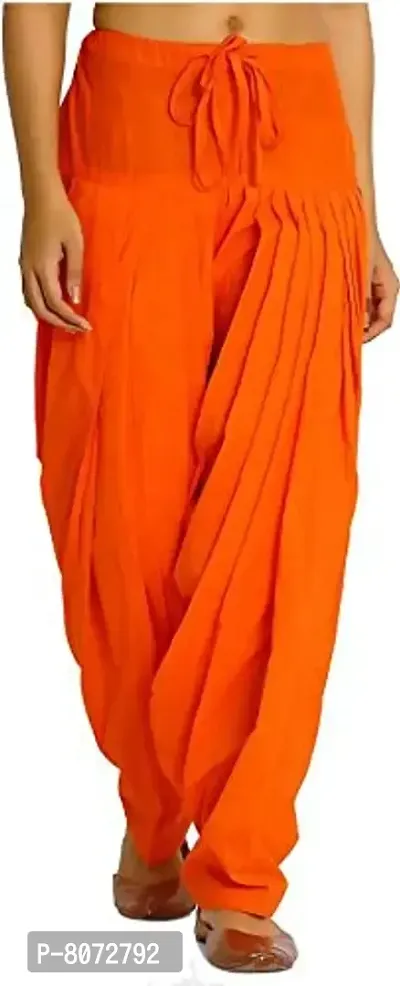 ENDFASHION Woman's Plain SEMI Patiala Salwar for Woman || Patiala || Patiala Pants || Patiyala || Patiala Combo || Free Size (Orange)-thumb0