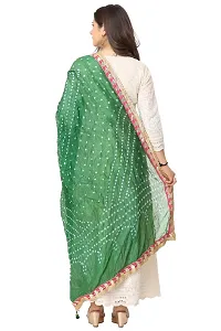 ENDFASHION bandhani dupattas For womens Art silk bandhej dupatta with gota patti Lace (PARROT GREEN)-thumb1